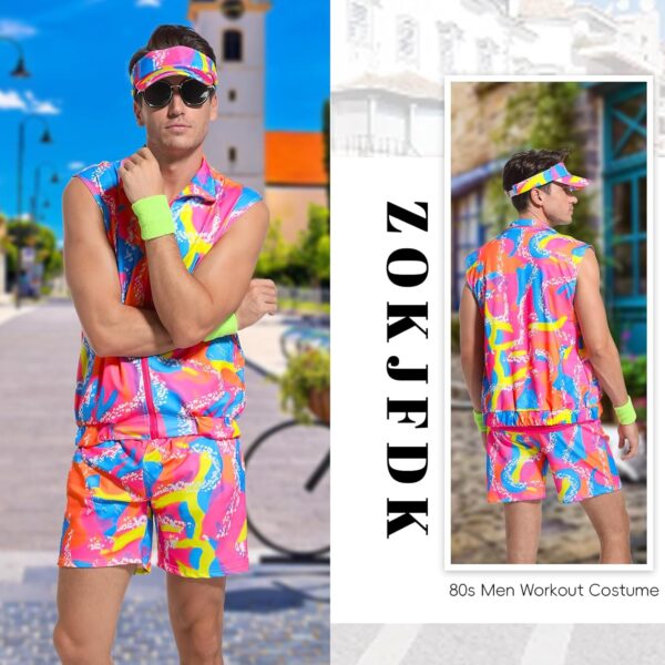 ZOKJFDK 80s Men Workout Costume Halloween Cosplay Couples Outfits 80s 90s Workout Costume Outfit Set for Adult Men