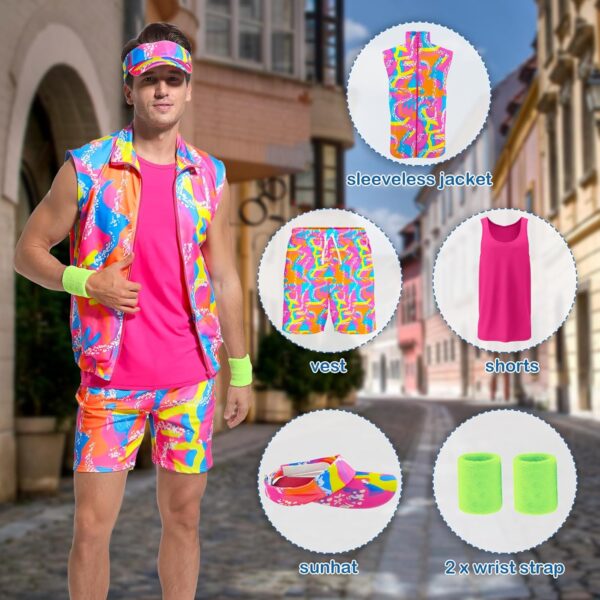 ZOKJFDK 80s Men Workout Costume Halloween Cosplay Couples Outfits 80s 90s Workout Costume Outfit Set for Adult Men