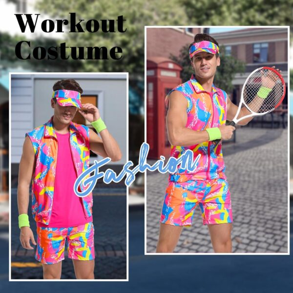 ZOKJFDK 80s Men Workout Costume Halloween Cosplay Couples Outfits 80s 90s Workout Costume Outfit Set for Adult Men