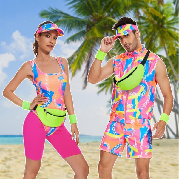 80s Workout Costume, Halloween Cosplay Couples Suit for Women, Swimwear Outfit 80s 90s Workout Costume Outfit