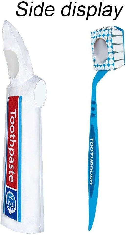 Toothpaste and Toothbrush Cosplay Costumes Adults Halloween Party Couple Jumpsuit Performance Hilarious Comedy Props