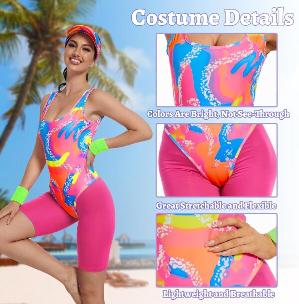 80s Workout Costume, Halloween Cosplay Couples Suit for Women, Swimwear Outfit 80s 90s Workout Costume Outfit