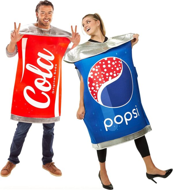 Cola vs Popsi Couples Halloween Costume - Funny Soda Pop Cans, Soft Drink Outfit