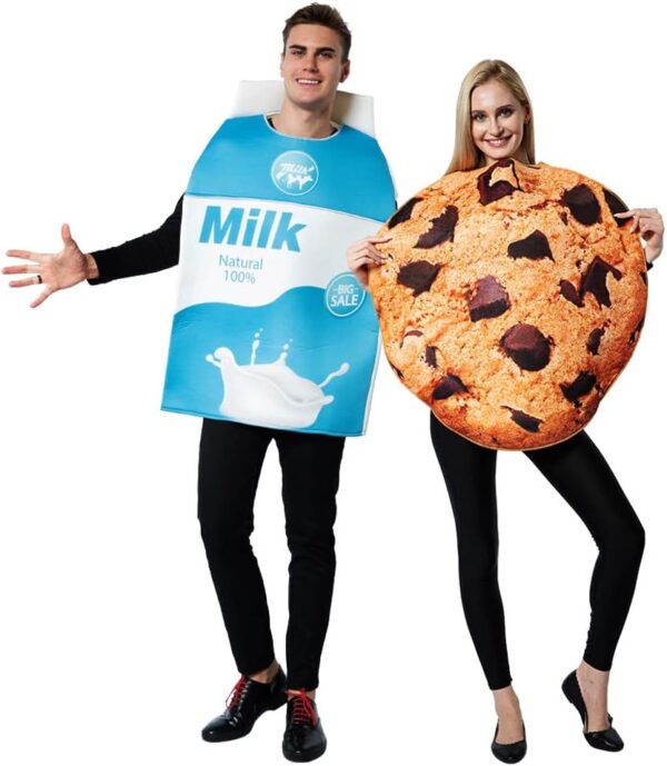 FantastCostumes Couple Milk Carton Box and Cookies Costume Halloween Food Outfit for Unisxe Adult Men Women