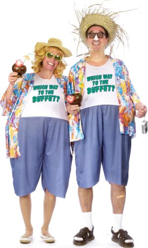 Fun World Men's Tacky Traveler Adult Costume, Multi, UNISEX - Men up to 6/200 lbs… Womne Size 4-14